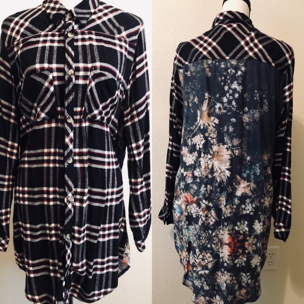 Tolani Tina Plaid Mixed-Media Tunic